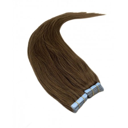 Invisible tape hair pravé lidské vlasy 50 cm -  středně hnědá