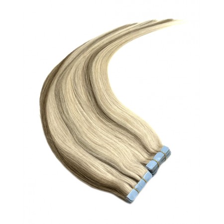 Invisible tape hair pravé lidské vlasy 50 cm - platina/světle hnědá